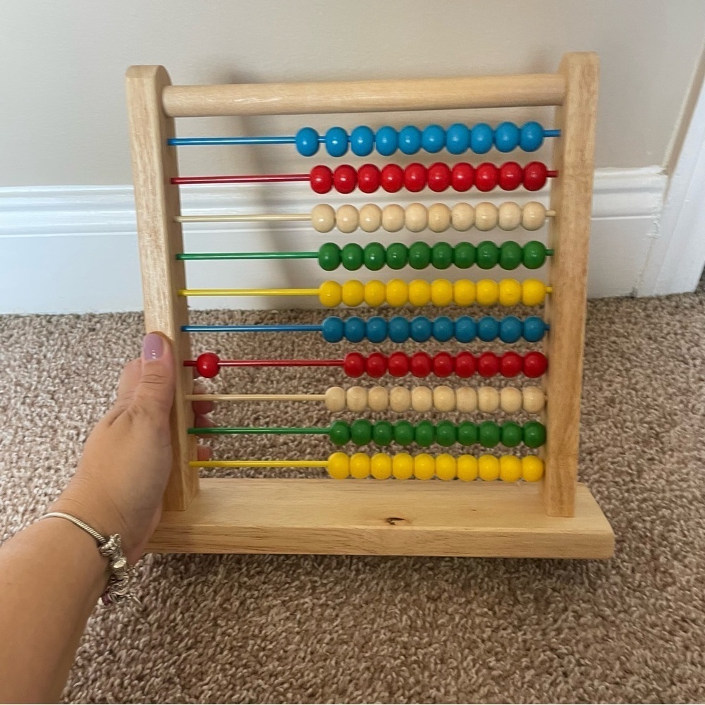 MELISSA & DOUG Abacus Math Child Counting Toy 100 Brightly-Colored Wooden Beads - Picture 3 of 4